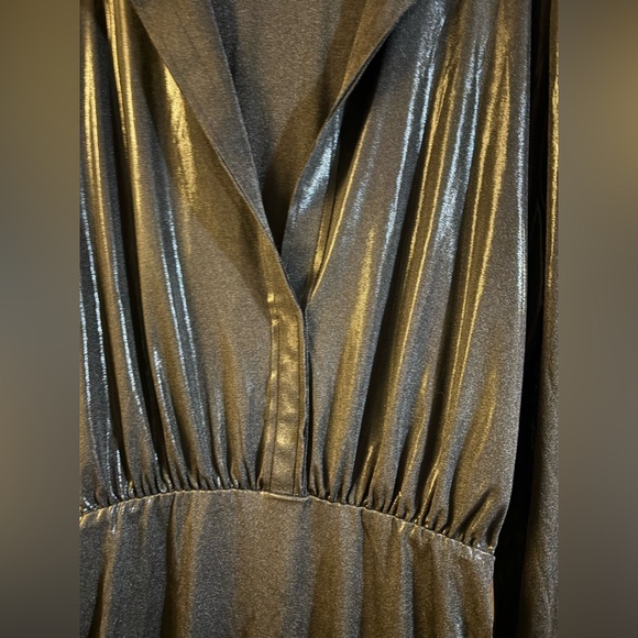 Norma Kamali Boyfriend Liquid Metallic Black Dress XL - Picture 10 of 12